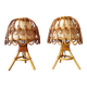 Pair of vintage 70s rattan lamps