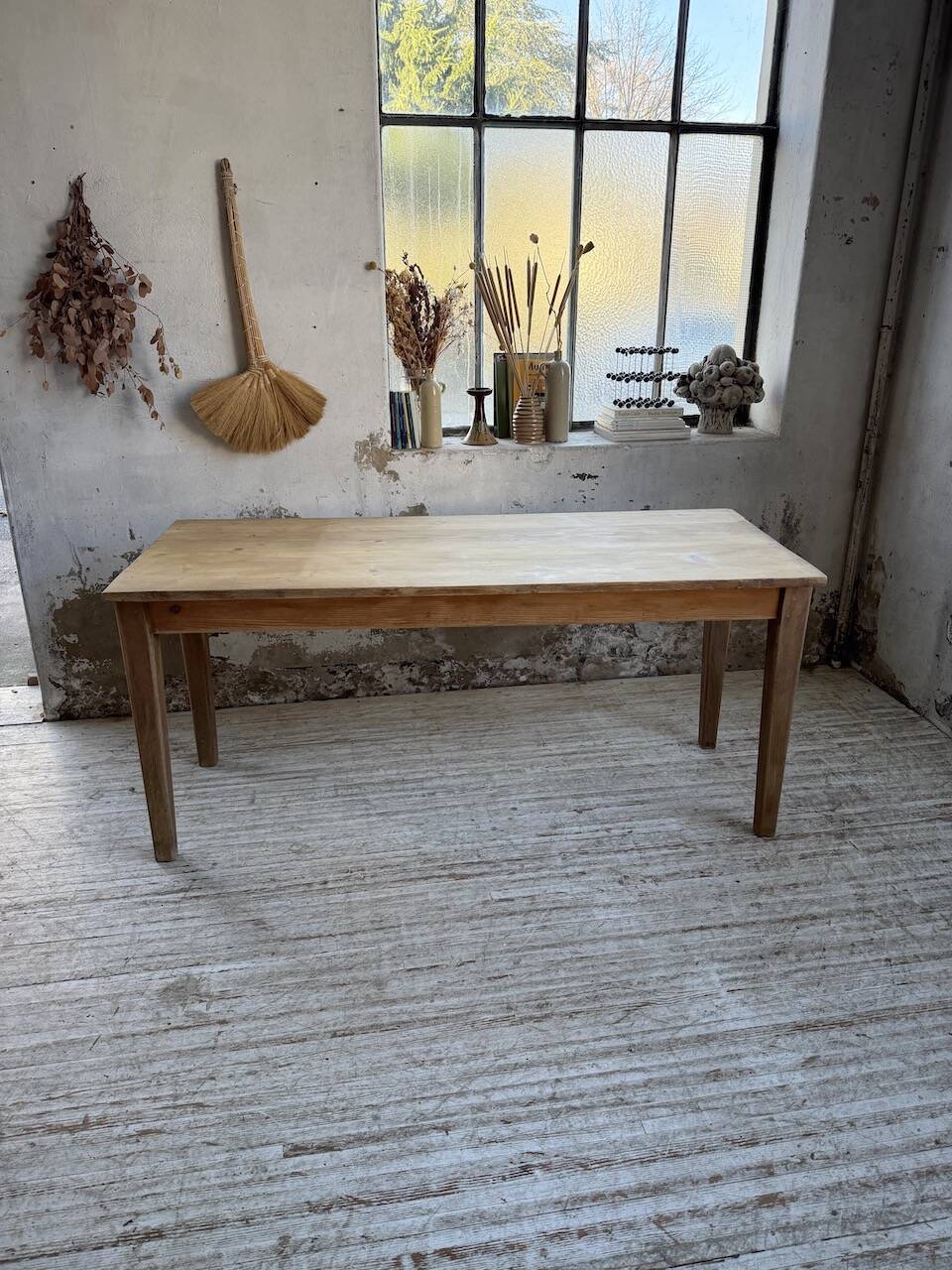 Table de ferme en pin et chêne