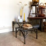 2 coffee tables, rattan sofa tips and smoked glass
