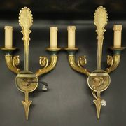 Pair of large Restoration style wall sconces from Lucien GAU - bronze