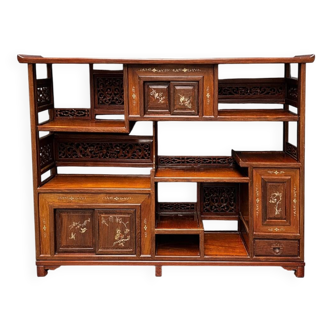 Antique Japanese tea stand. Inlays of mother-of-pearl and silver.