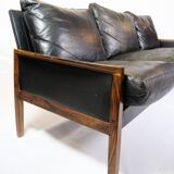 3. Pers Sofa Made In Rosewood & Black Leather Cushions By Hans Olsen From 1960s
