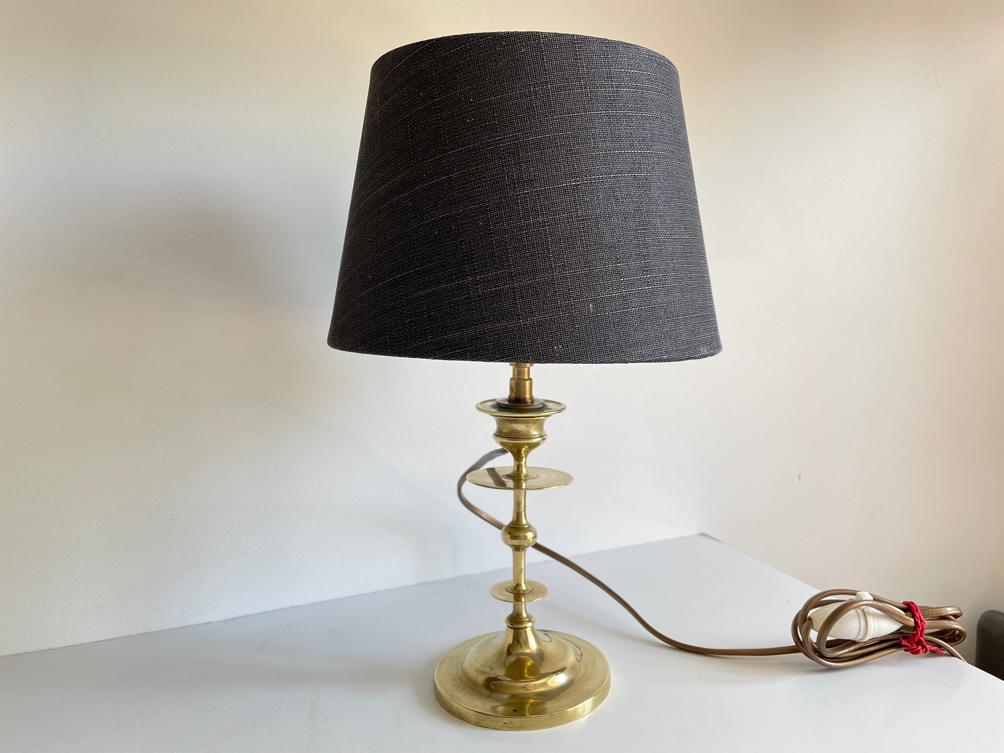 Old solid brass candle holder lamp