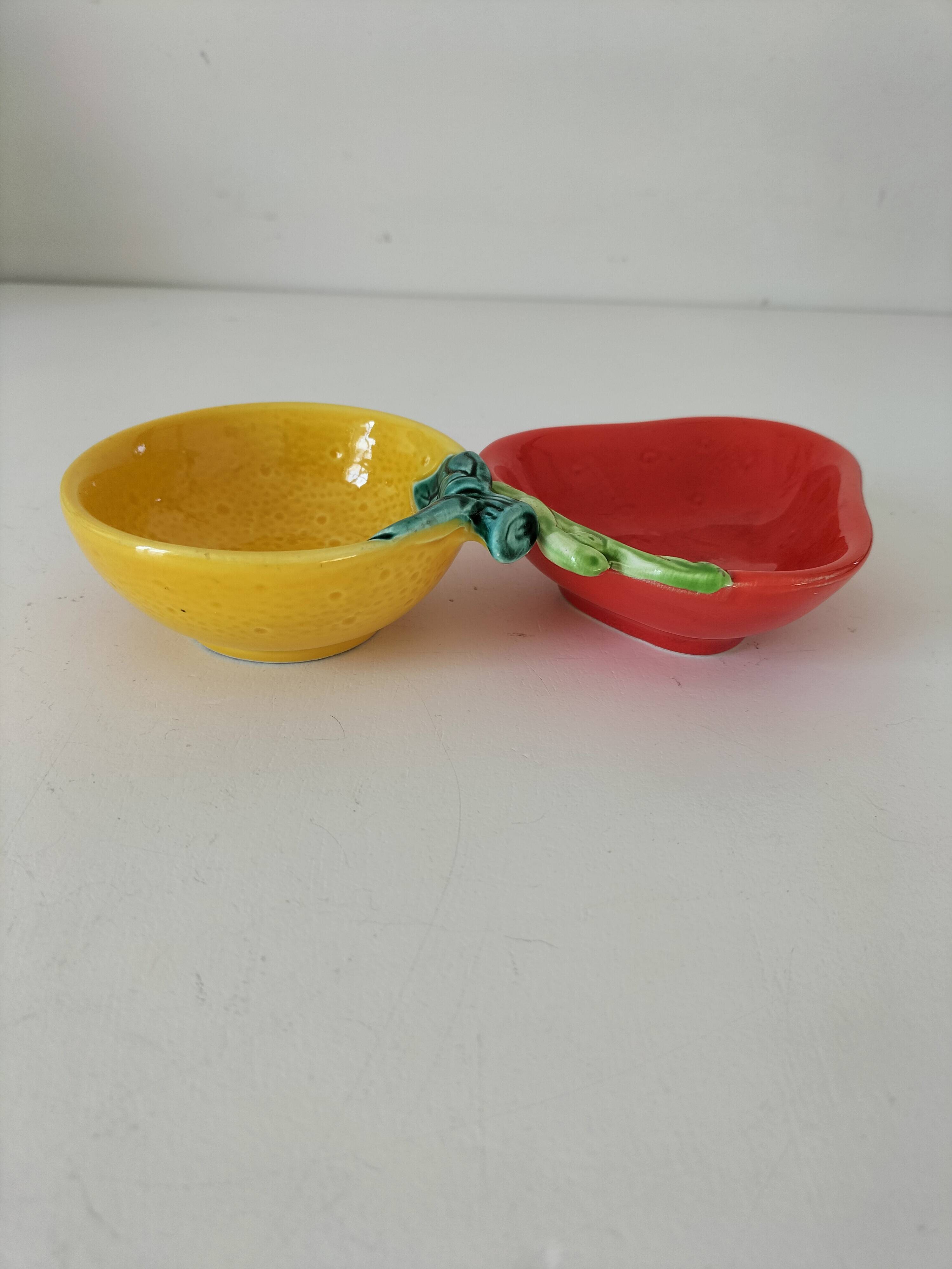 Duo de coupelles barbotine fraise & citron vintage