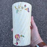 Antique twisted earthenware vase circa 1920, decorated with flowers