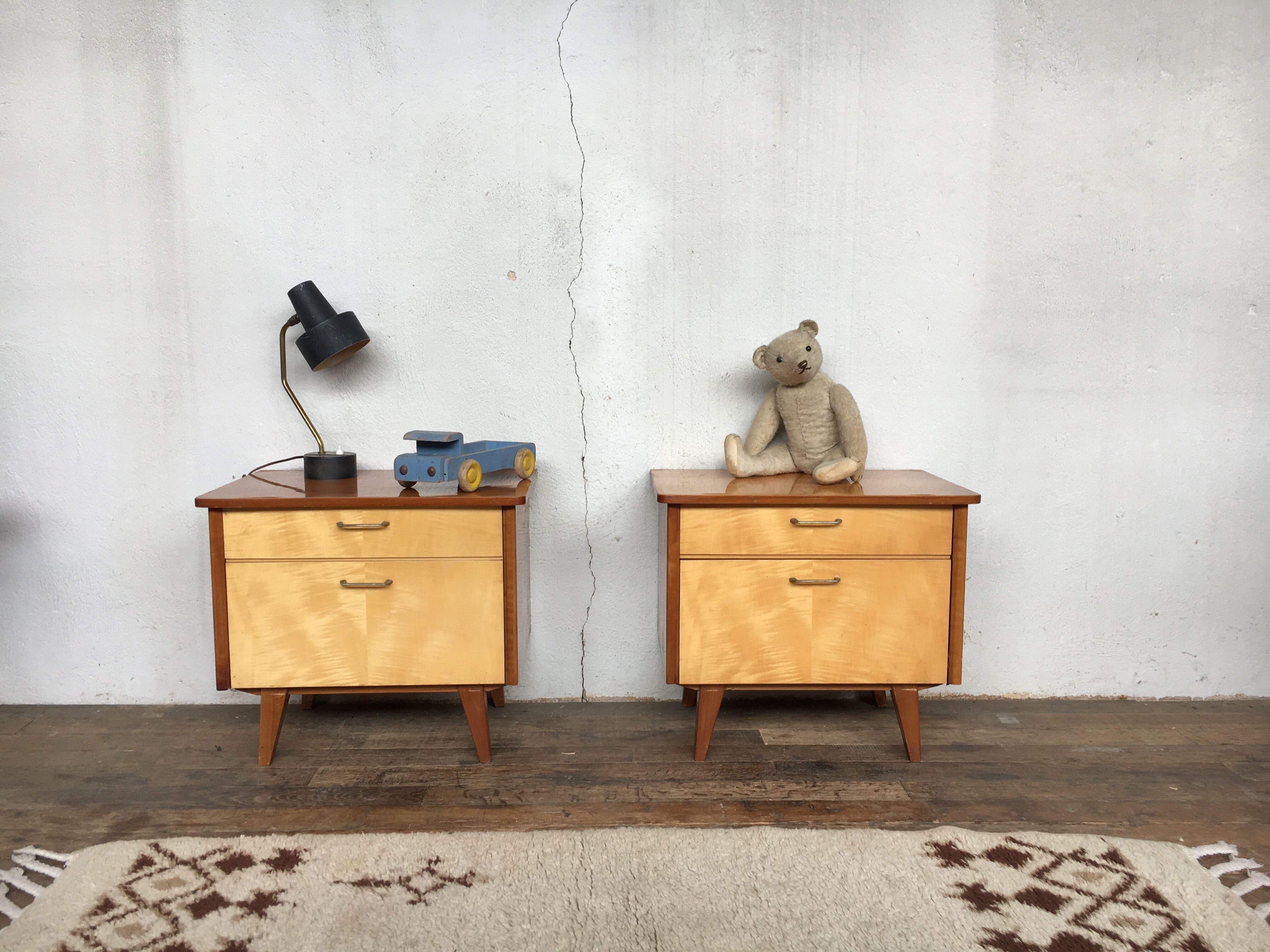 Pair of bedside table vintage compass legs