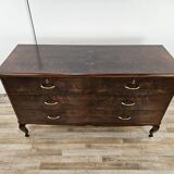Chest of drawers with five drawers in wood and brass