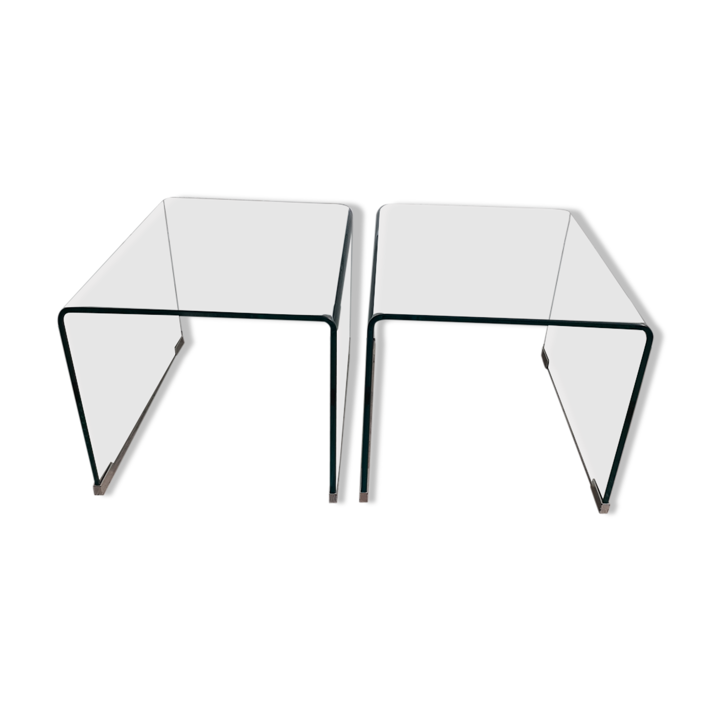 Pair of glass bedside tables or sofa tips