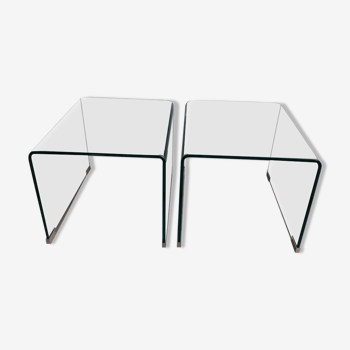 Pair of glass bedside tables or sofa tips