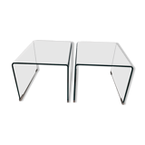 Pair of glass bedside tables or sofa tips