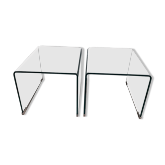 Pair of glass bedside tables or sofa tips