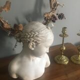 Old plaster bust 'La Rieuse' by Jean-Baptiste Pigalle