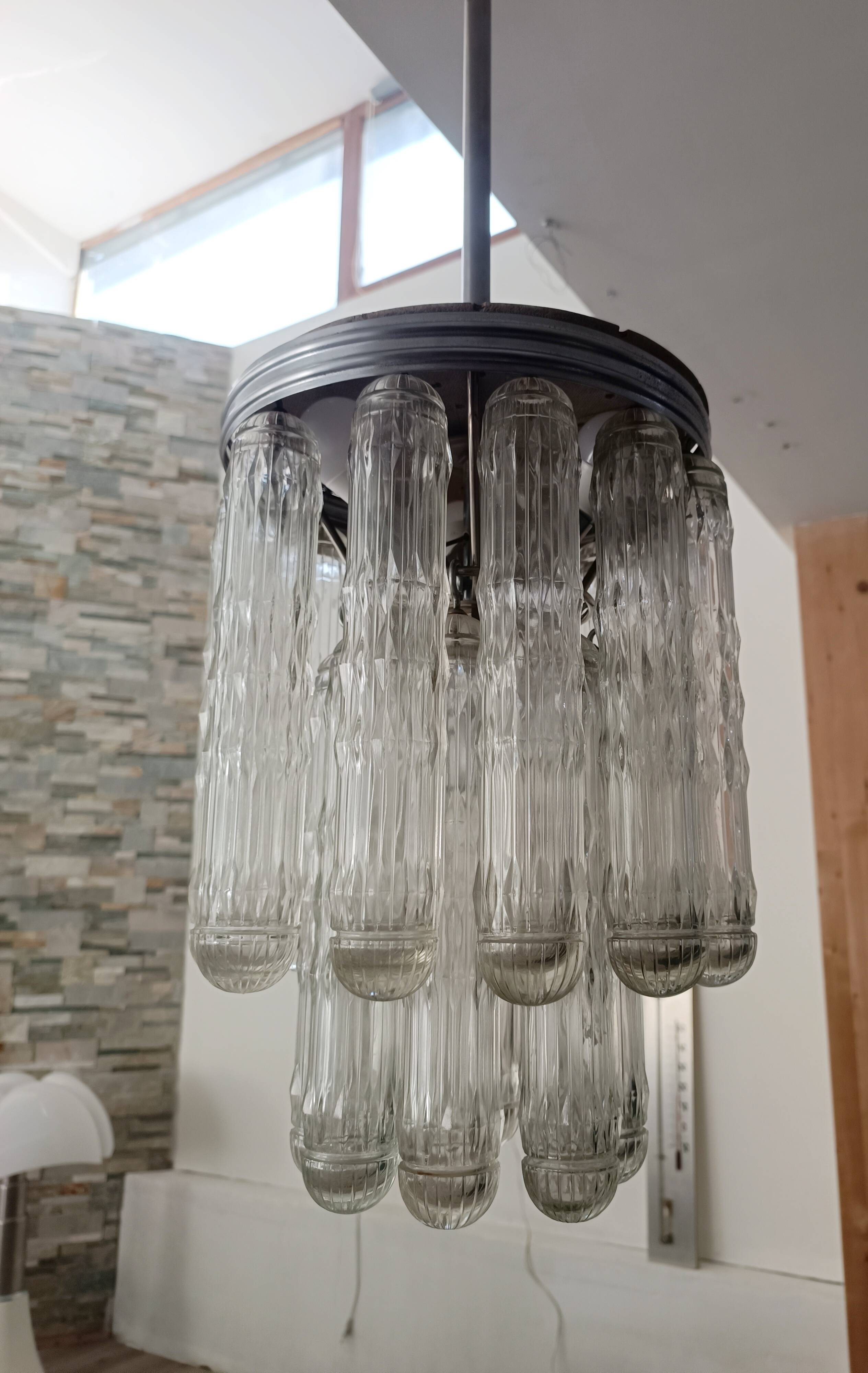 Chandelier and wall lights in Murano glass by Venini 1970s
