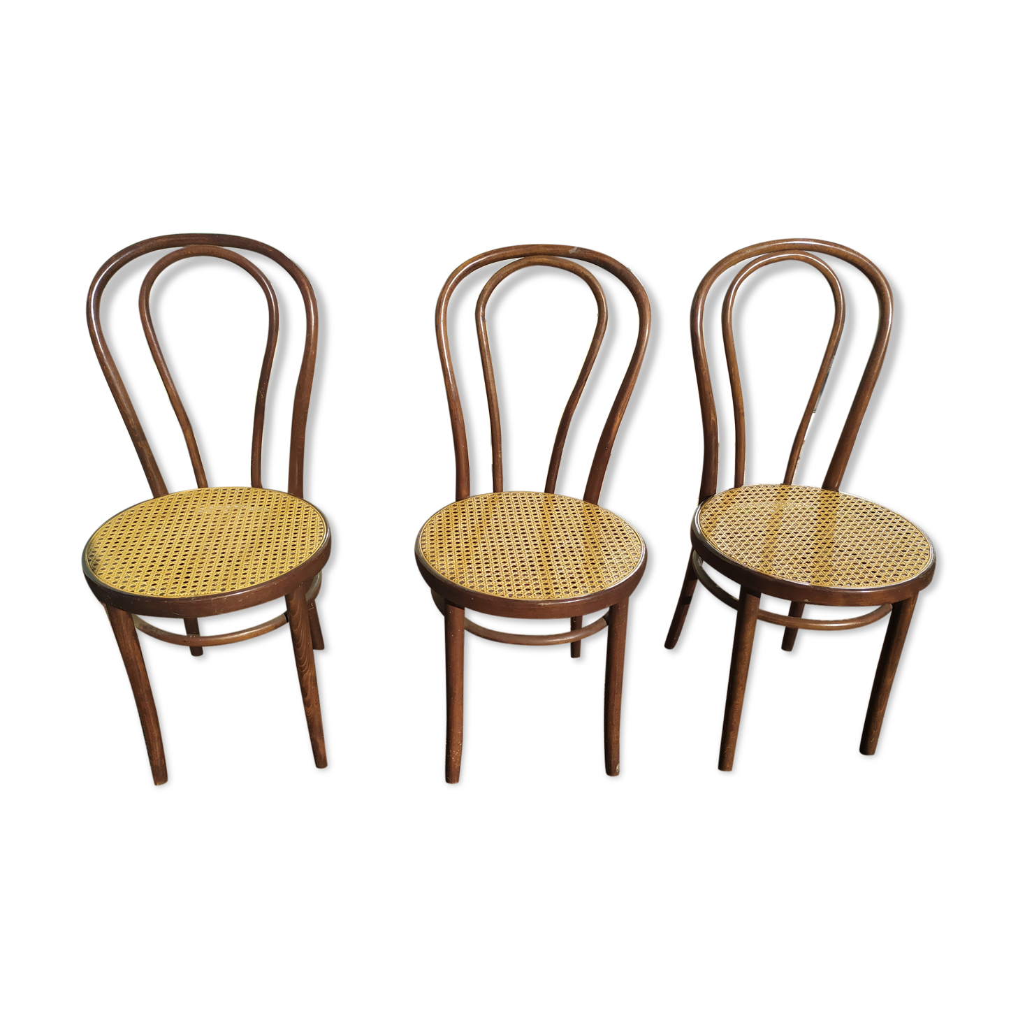 set of 3 wooden canned bistro chair - ZPM RADOMSKO for Thonet
