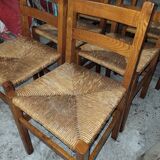 6 rustic oak chairs
