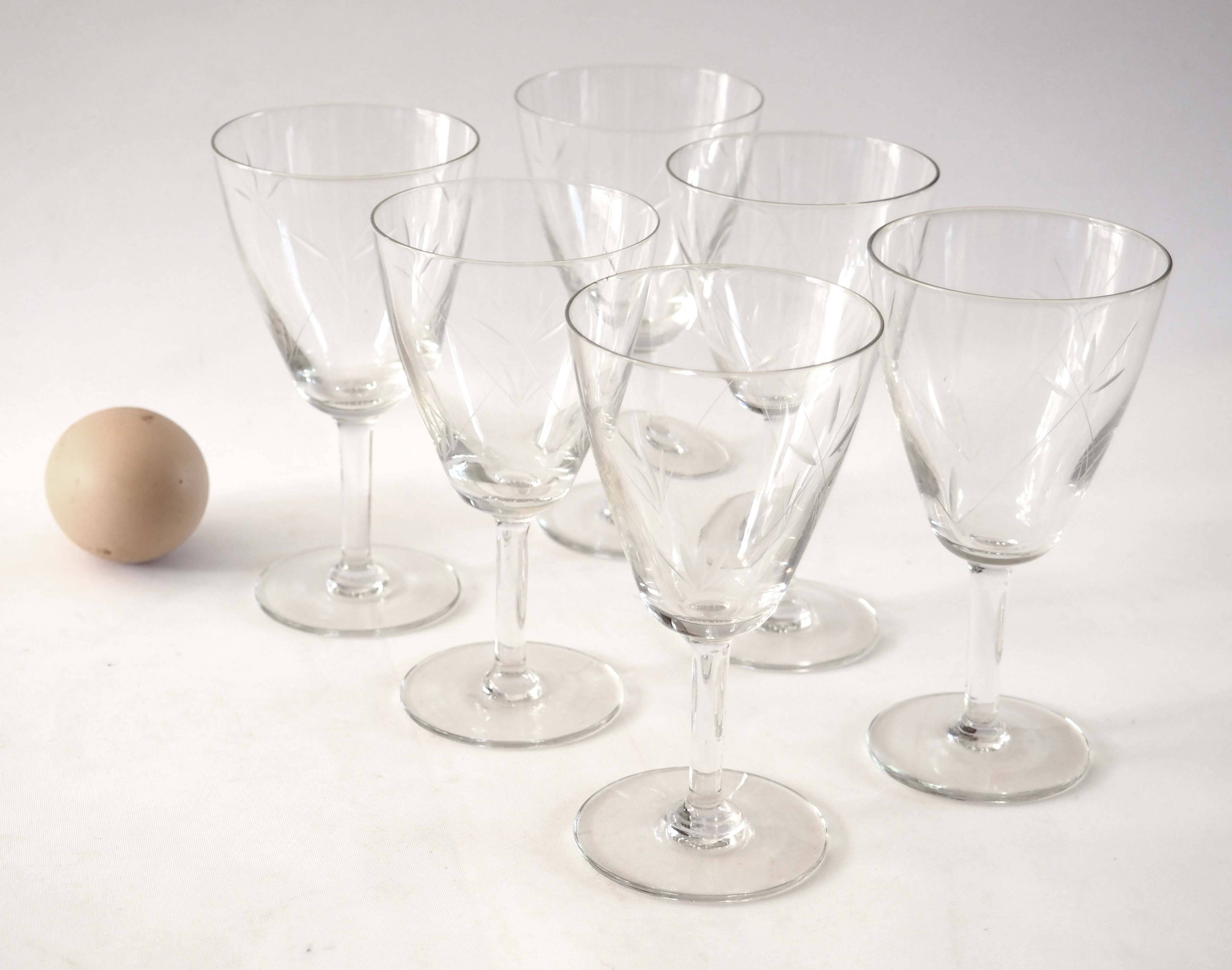 Set of 6 chiseled glasses, 2 sizes