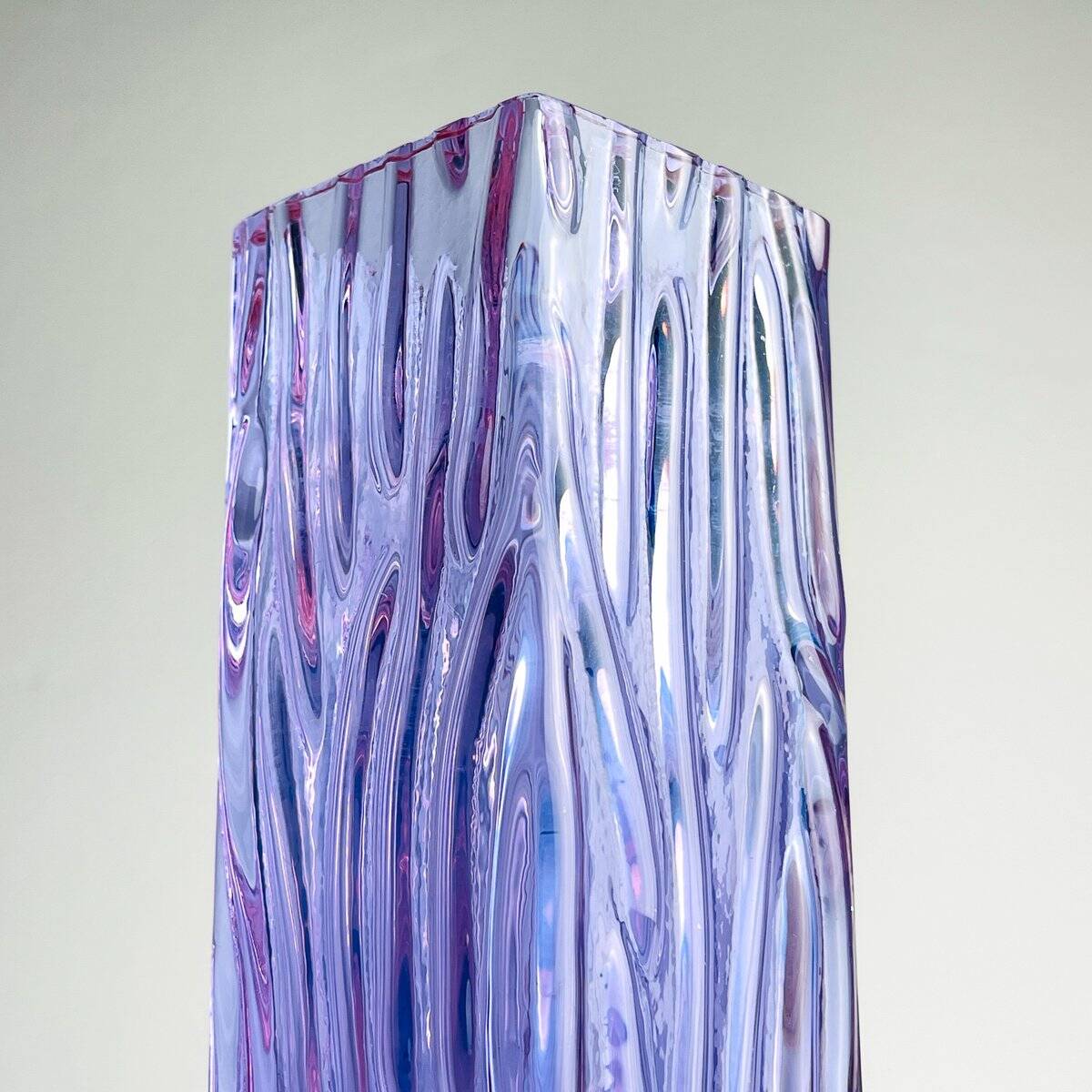 Vintage Textured Murano Glass Vase Tronchi, Italy, 1970s