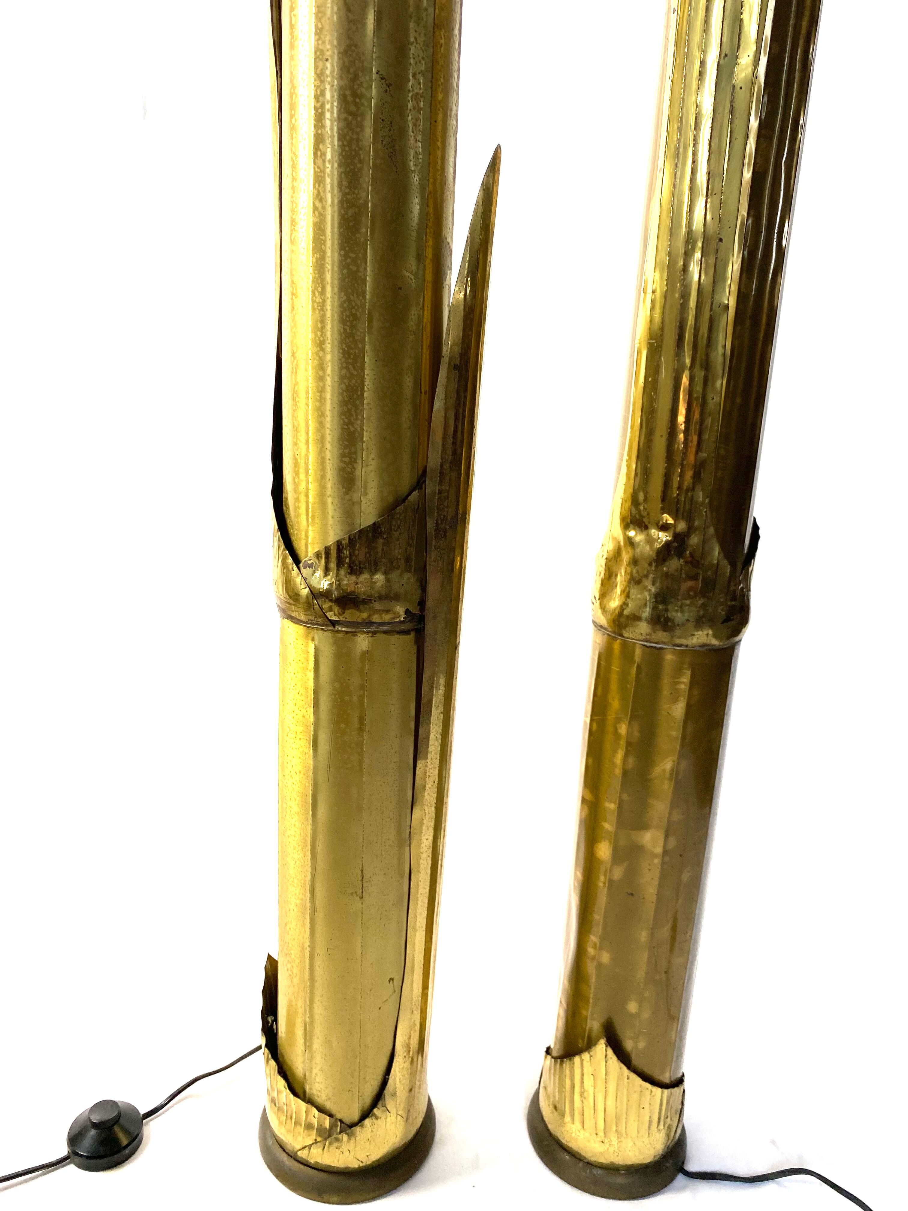 Pair of lampposts "Canna di Bambù" created by G&C studio and Disegno Rome, Italy, 1970