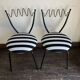 Pair of post-modern striped chairs, Italian work by Gio Ponti.