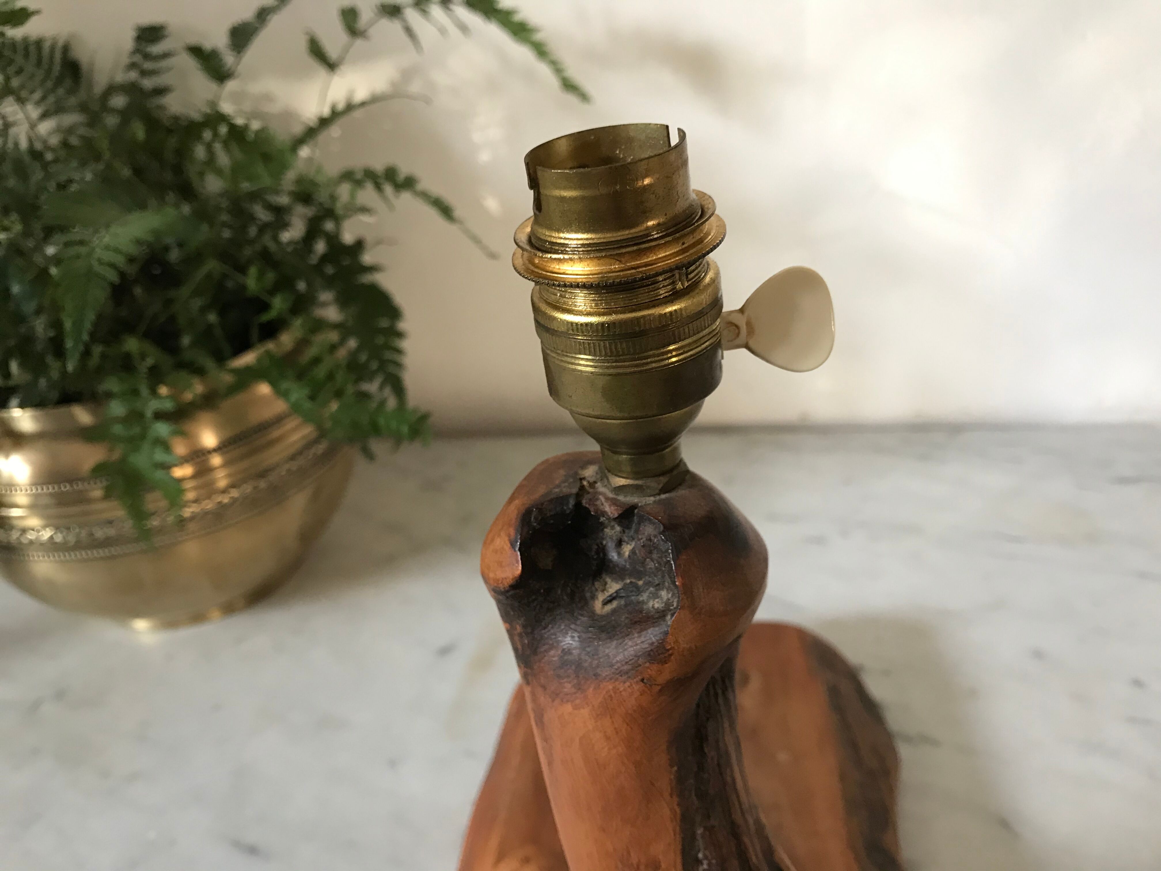 Vintage wooden bedside lamp