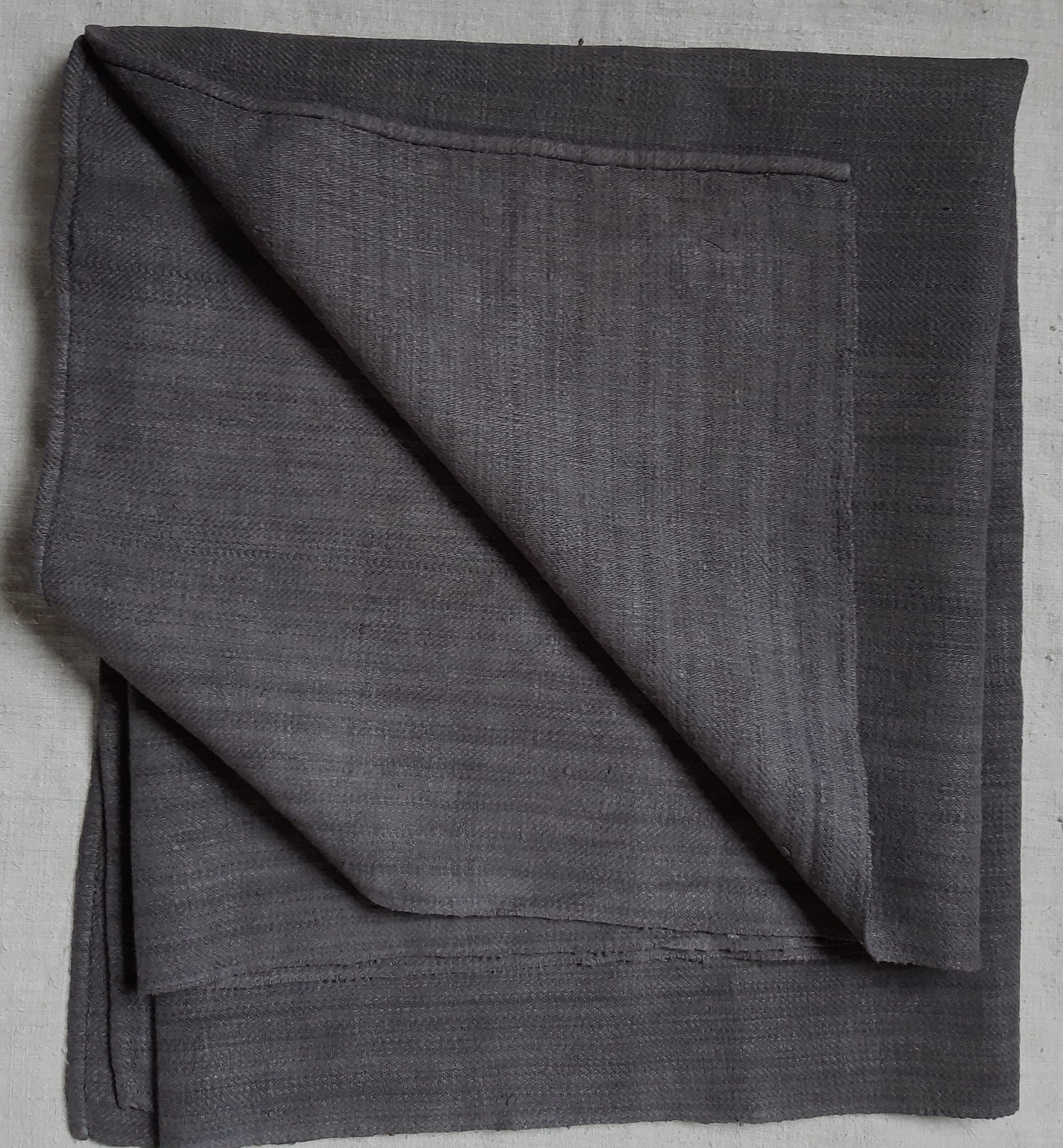 Old hemp tablecloth dyed in dark grey