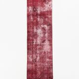 3x11 Shade Of Wine Red Handmade Turkish Vintage Runner Rug