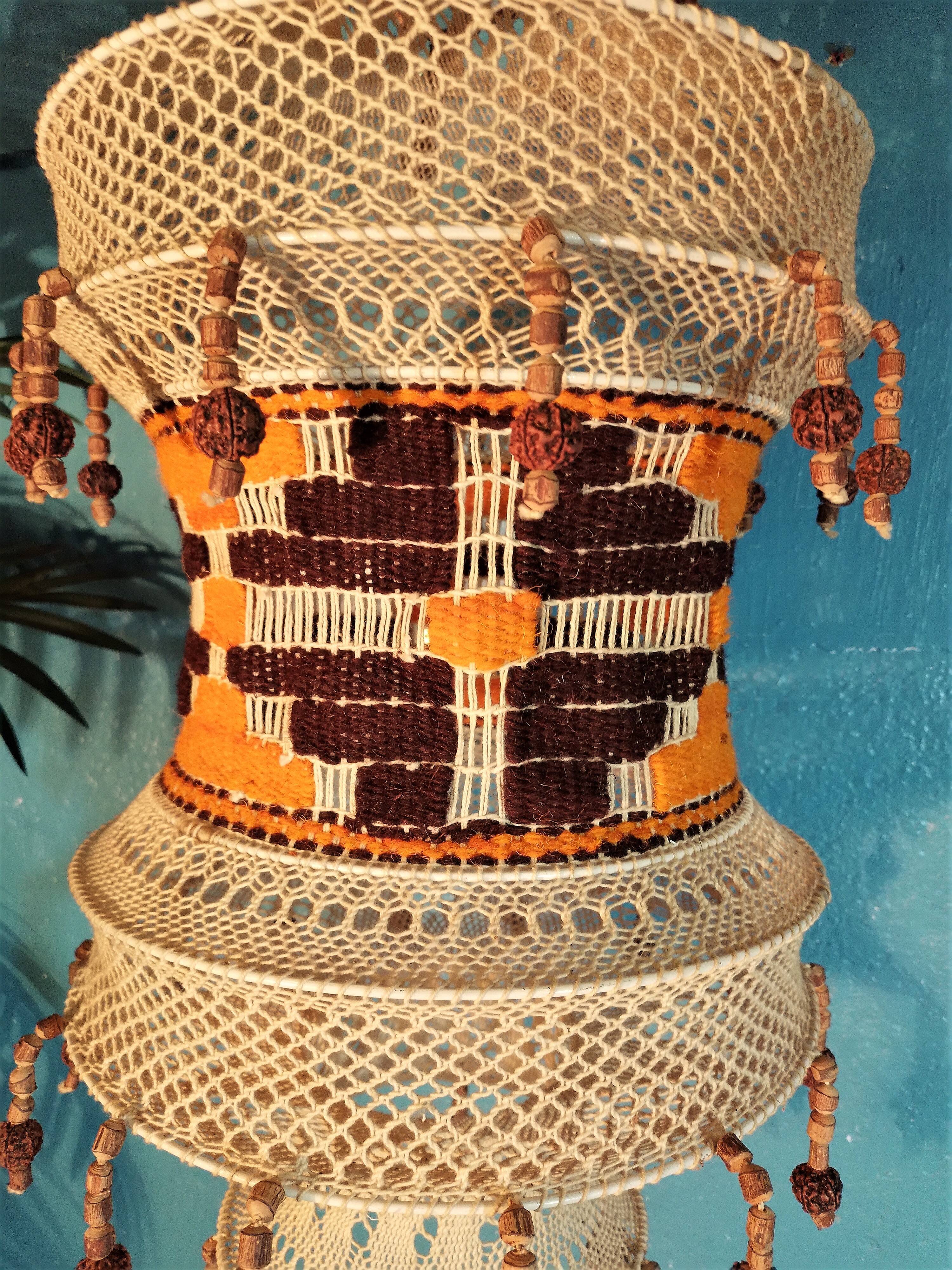 Scandinavian pendant lamp macramé, 1960s