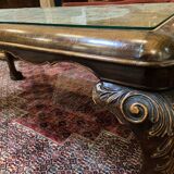 Solid wood and glass table
