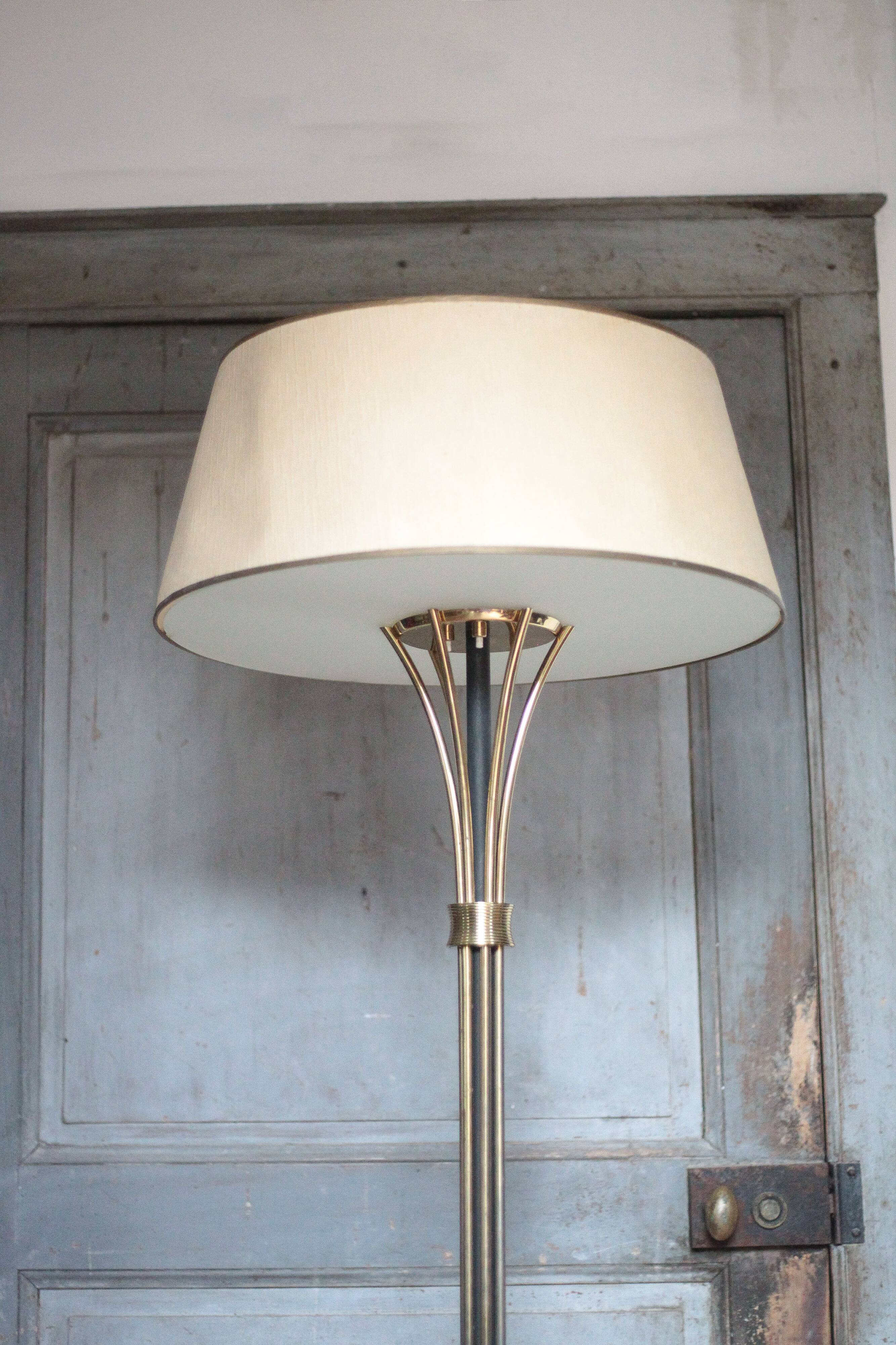1950s floor lamp published by Maison Arlus, vintage standing lamp.