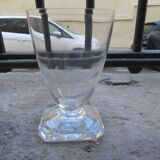 3 white wine glasses 11cl Daum crystal with square art deco base h 9.3cm