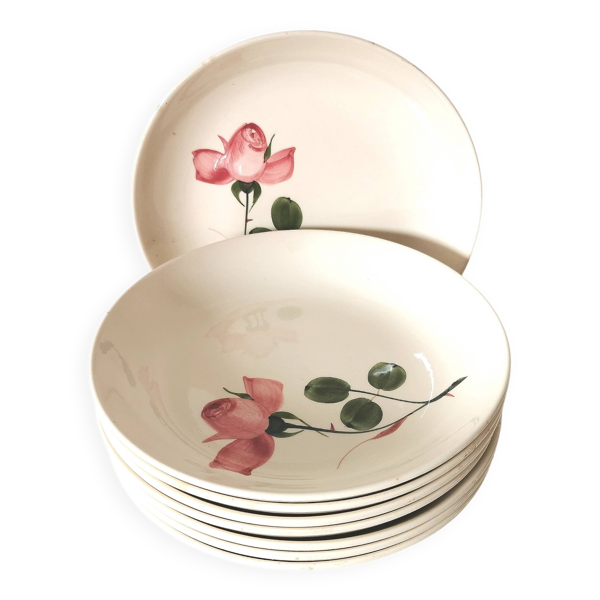 Assiettes creuses, à soupe Villeroy et boch , motif de rose