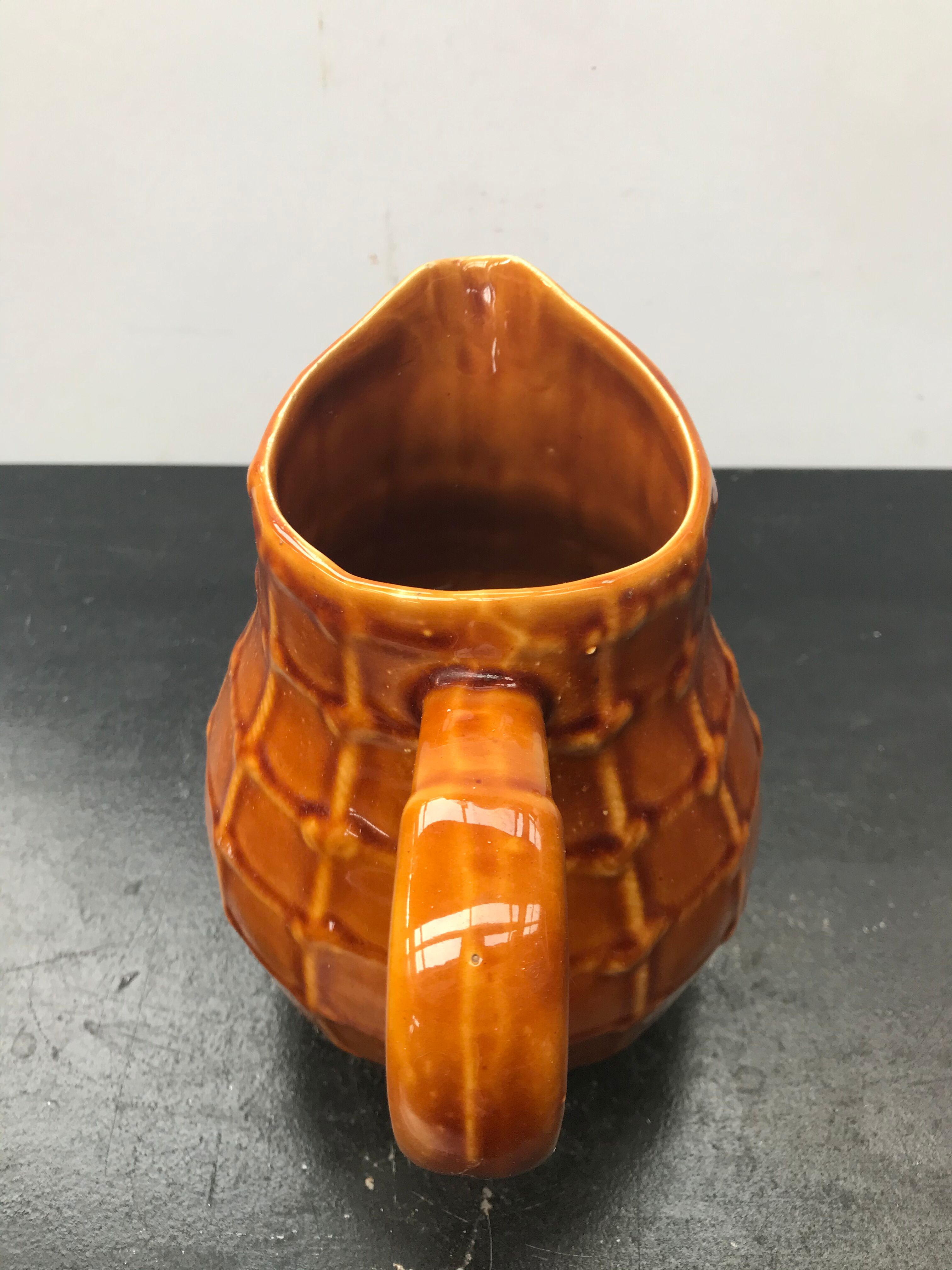 Former pitcher St Clement ceramics marron gaufré made in france vintage