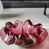 Floral/Corolla shaped pocket emptier. Murano Italy/Chambord by Fratelli Toso. In pink blown glass. Diam 18 cm