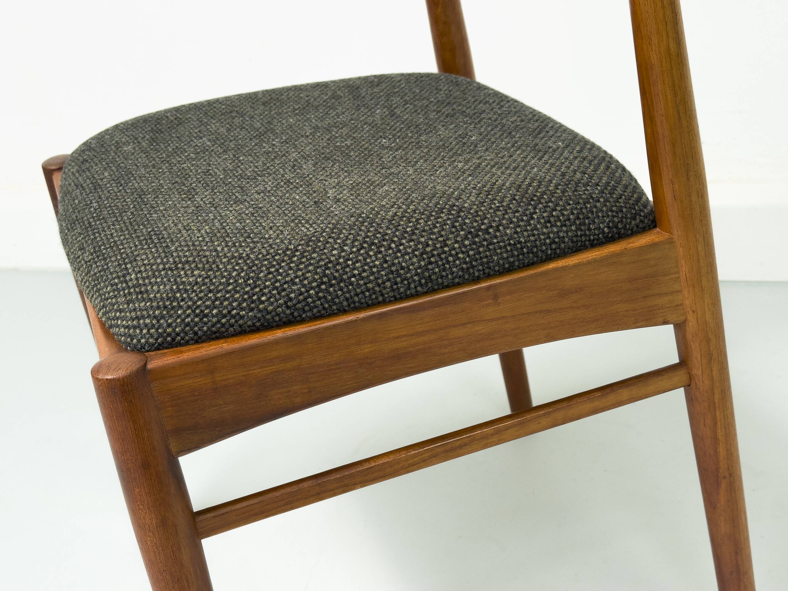 Teak and Wool Dining Chairs from Korup Stolefabrik, 1960s, Set of 4