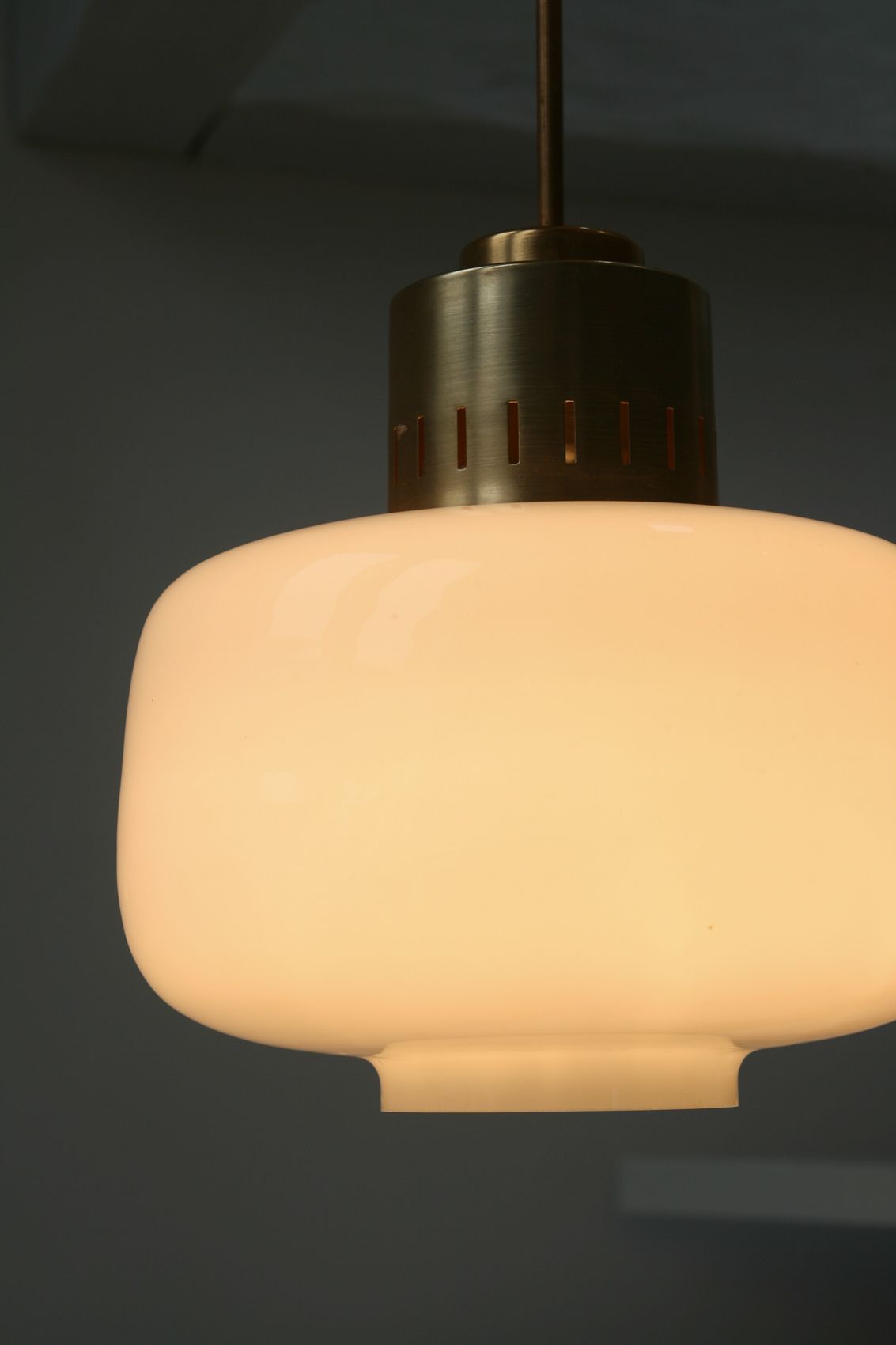 Pair of vintage opaline glass pendant lamp from Sijaj, 1960s