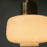 Pair of vintage opaline glass pendant lamp from Sijaj, 1960s