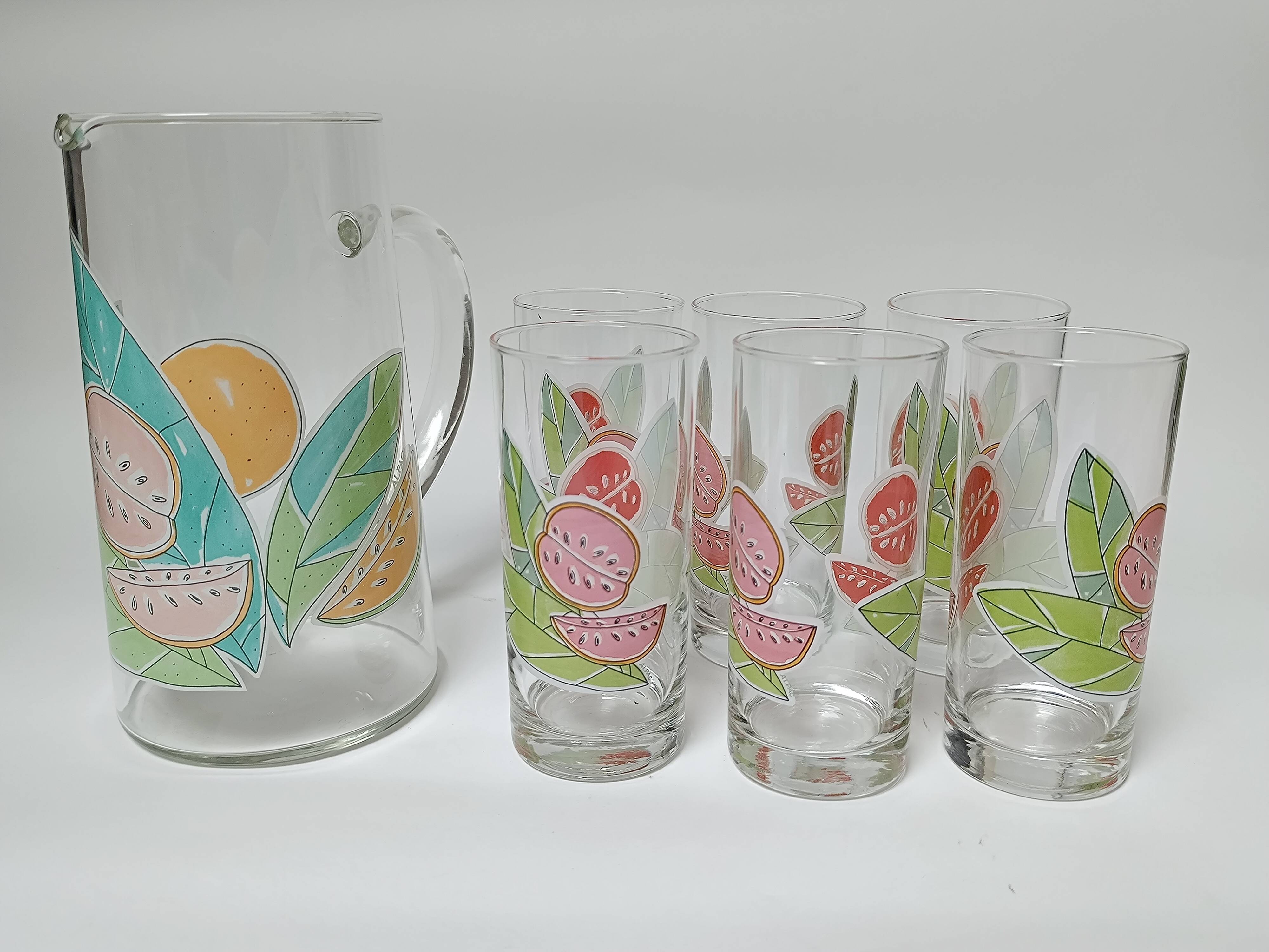 6 verres + carafe à orangeade