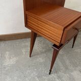 Varnished wooden bedside table