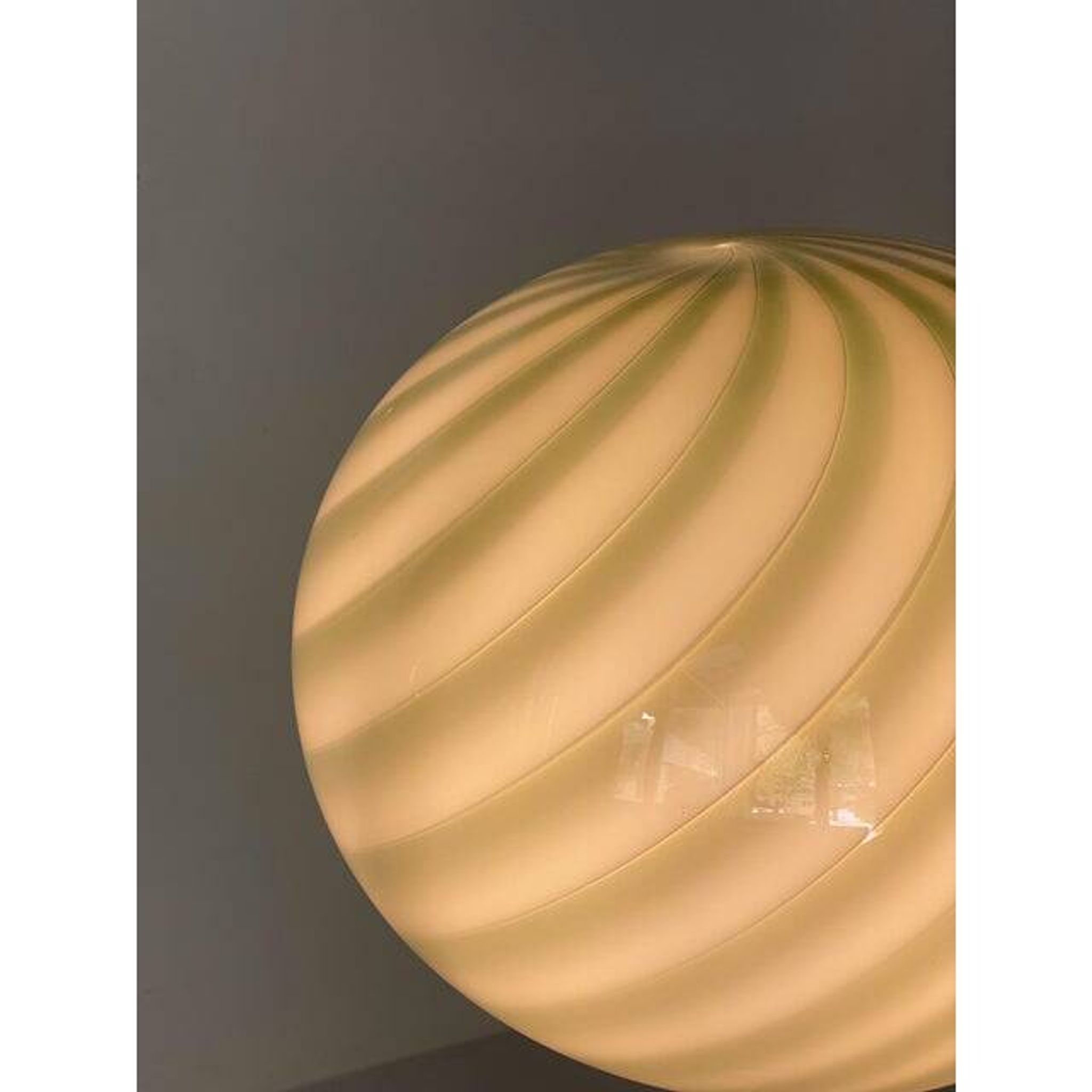 Contemporary milky-green sphere in murano glass swirl table lamp