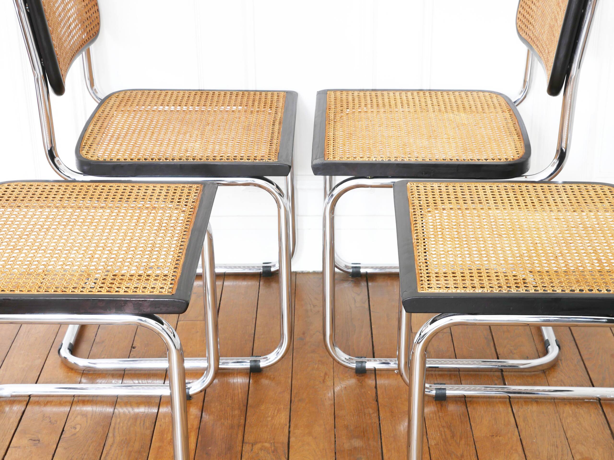 4 Cesca B32 Breuer chairs made in Italy - re-caned seats.