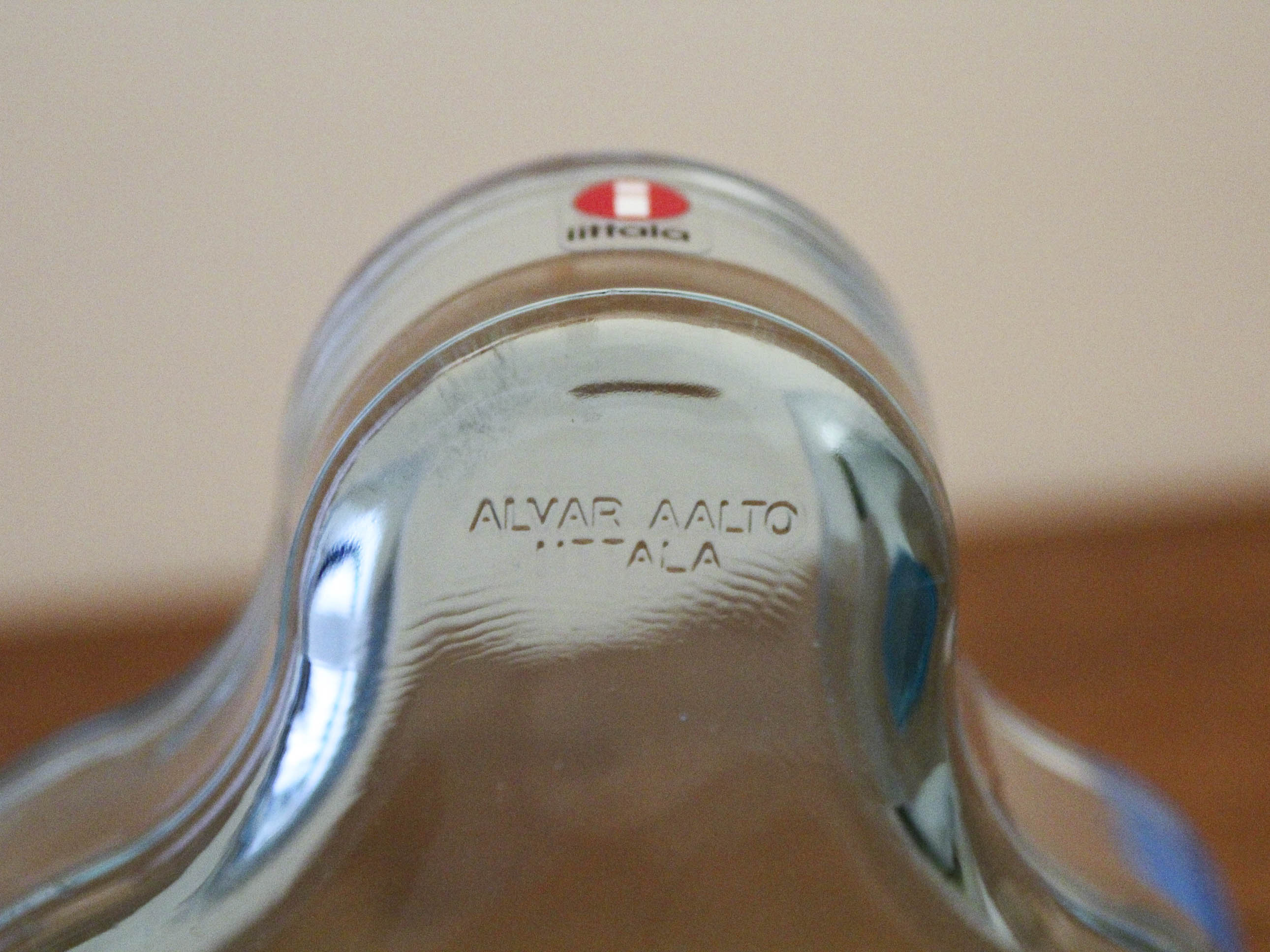 Blue glass cup by Alvaar Alto for IItala