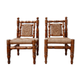 Pair of mid-century French easy lounge chairs
