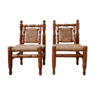 Pair of mid-century French easy lounge chairs