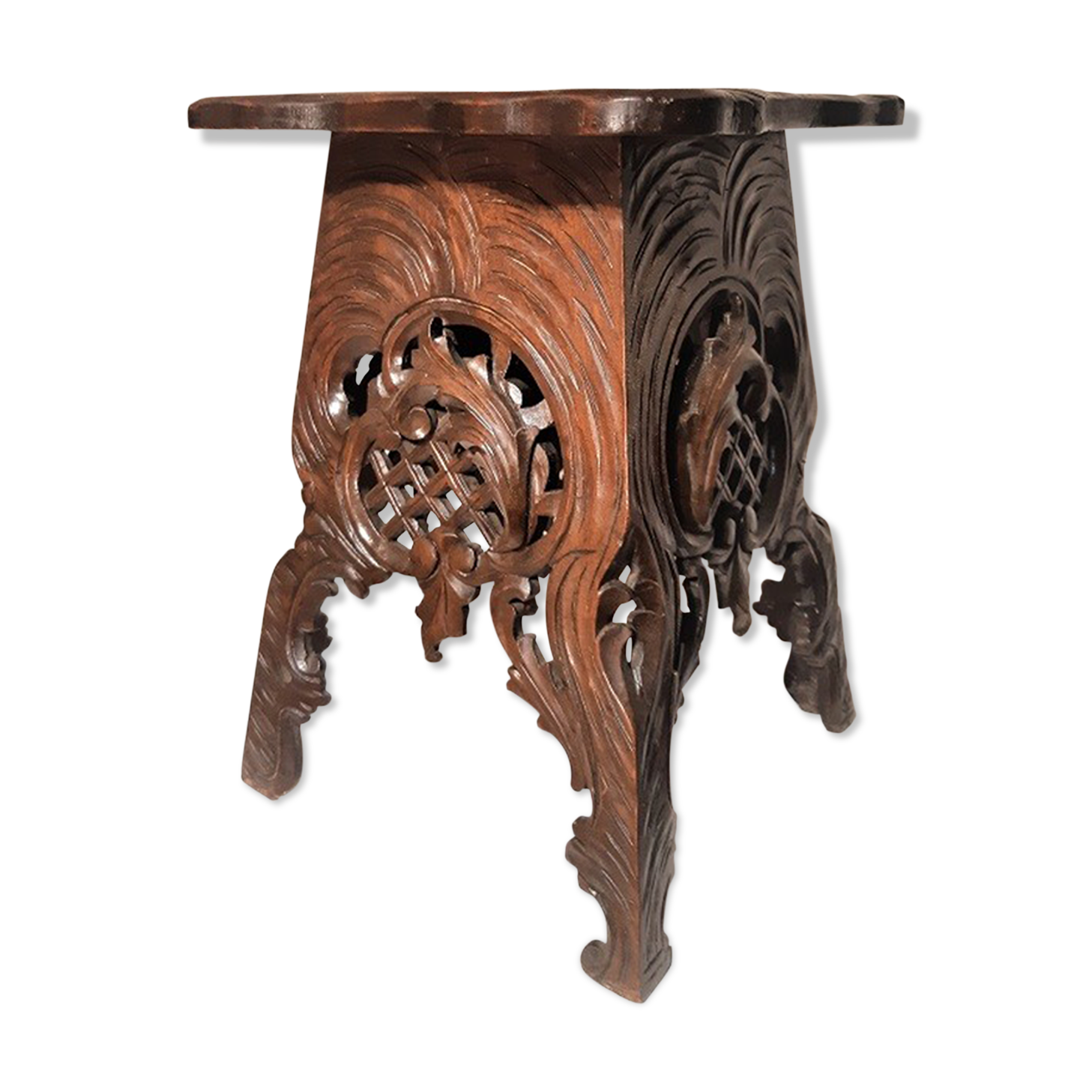 Rustic carved stool black forest