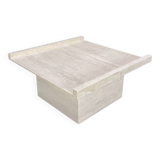 Square travertine coffee table by Claude Berraldacci. 1990s. France.