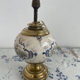 Antique lamp on earthenware vase attributed to Lunéville, monogram LN