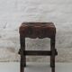Pair of XX brutalist design wooden and leather stools