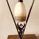 Art deco table lamp with hammered wrought iron base and tulip muller brothers lunéville signed