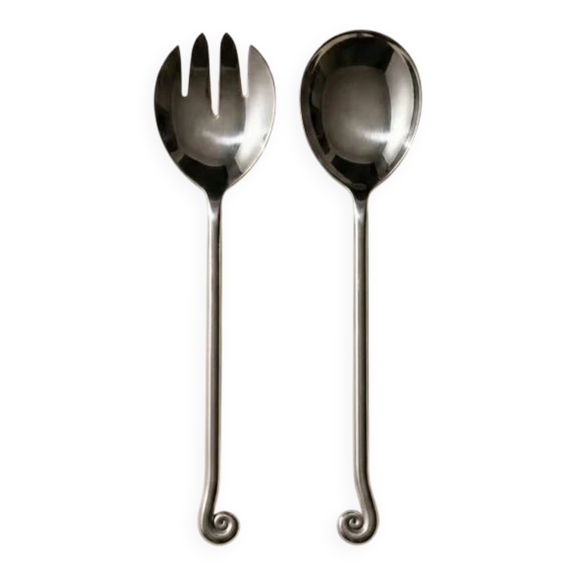 Set of 2 aesthetically designed spiral/twirling salad servers – 18-10 Stainless Steel