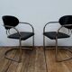 2 armchairs vintage chromed metal and Italian design leather